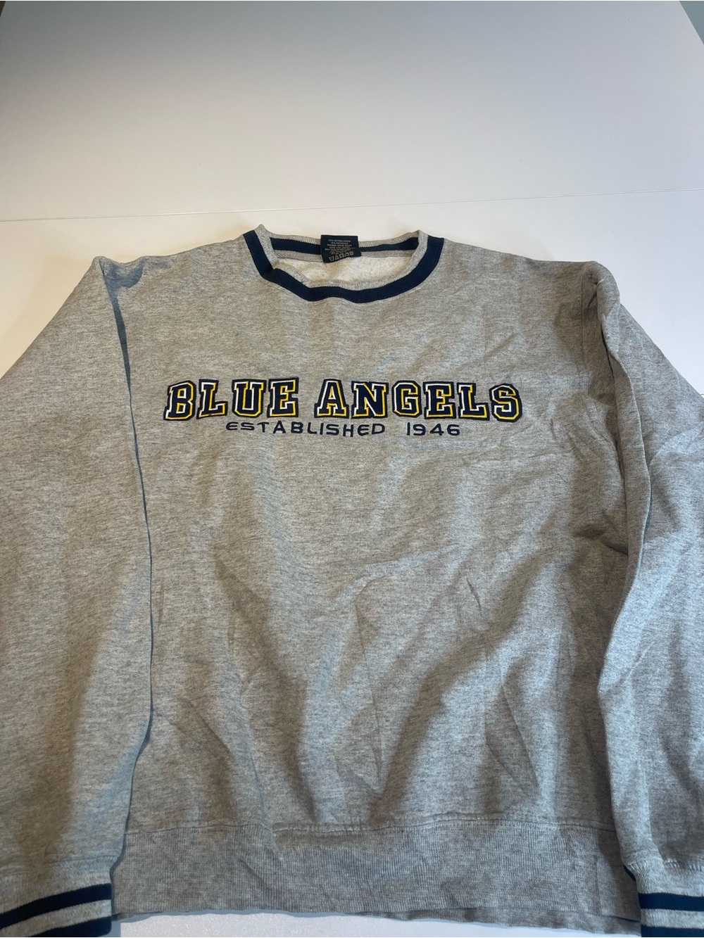 Gear For Sports Grey 'Blue Angels' Crewneck with Navy Trim